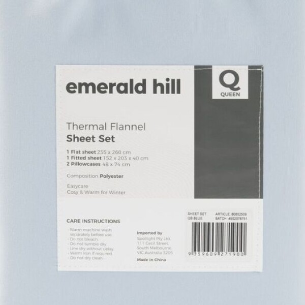 Thermal Flannel Sheet Set Blue King image