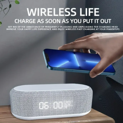 Wireless Charger & Alarm Clock With Led Light image