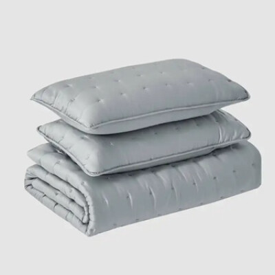 3 Piece Quilted Coverlet Set  Grey (king) image