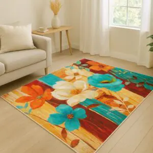 Floor Mat Large Vibrant Flowers-1305