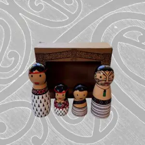 Maori Wooden Doll Family Set Hand-Painted (Small)-1416
