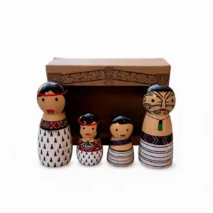 Maori Wooden Doll Family Set Hand-Painted (Small)-1416
