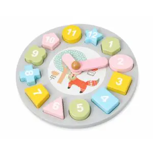 Wooden Fox Shape Clock Pastel Learning Toy-1582